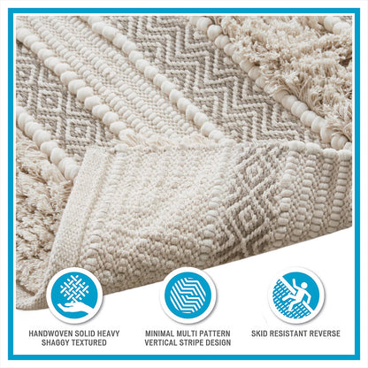 Asher Woven Texture Stripe Bath Rug