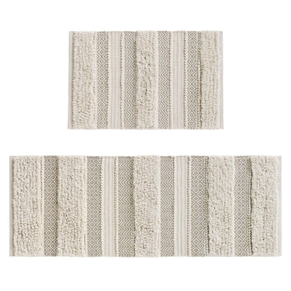 Asher Woven Texture Stripe Bath Rug
