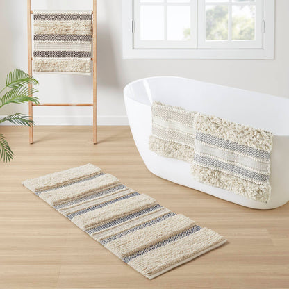 Asher Woven Texture Stripe Bath Rug
