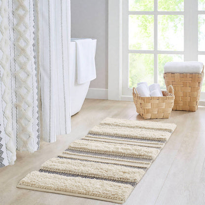 Asher Woven Texture Stripe Bath Rug