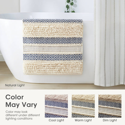 Asher Woven Texture Stripe Bath Rug