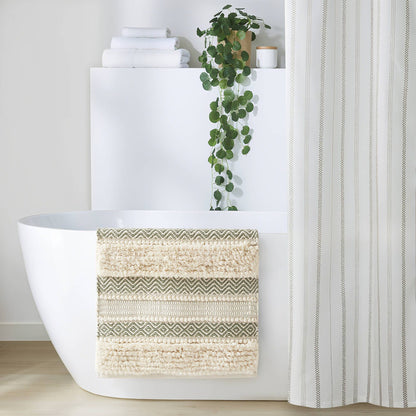 Asher Woven Texture Stripe Bath Rug
