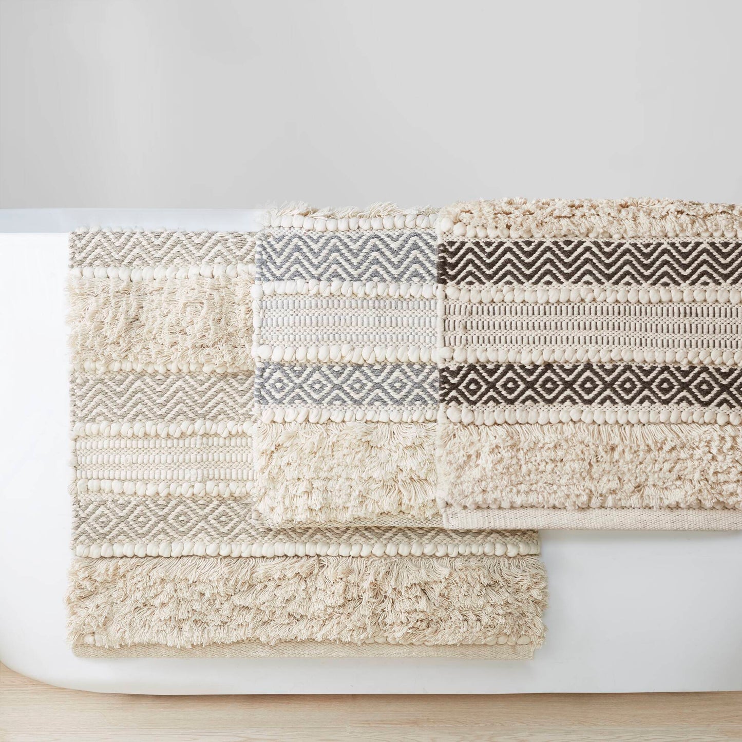 Asher Woven Texture Stripe Bath Rug