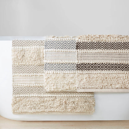Asher Woven Texture Stripe Bath Rug