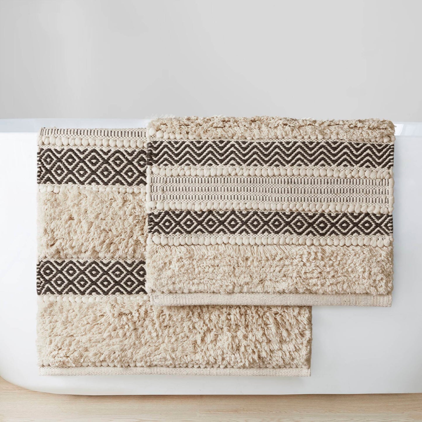 Asher Woven Texture Stripe Bath Rug