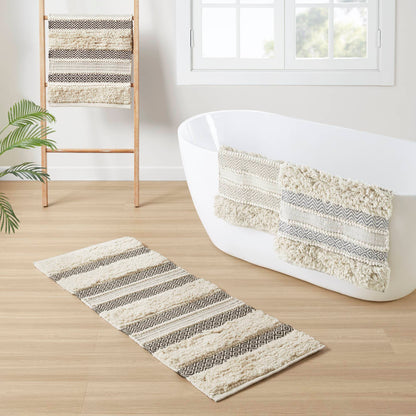 Asher Woven Texture Stripe Bath Rug