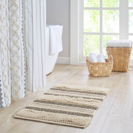 Asher Woven Texture Stripe Bath Rug