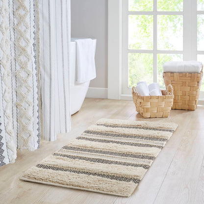 Asher Woven Texture Stripe Bath Rug