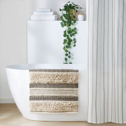 Asher Woven Texture Stripe Bath Rug