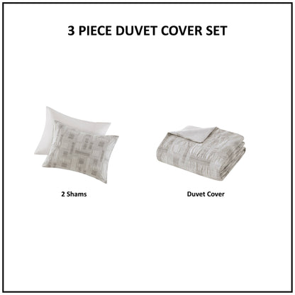 Cairo 3 Piece Cotton Jacquard Duvet Set