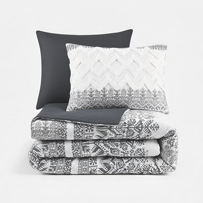 Mila 3-Piece Cotton Duvet Cover Set with Chenille Tufting