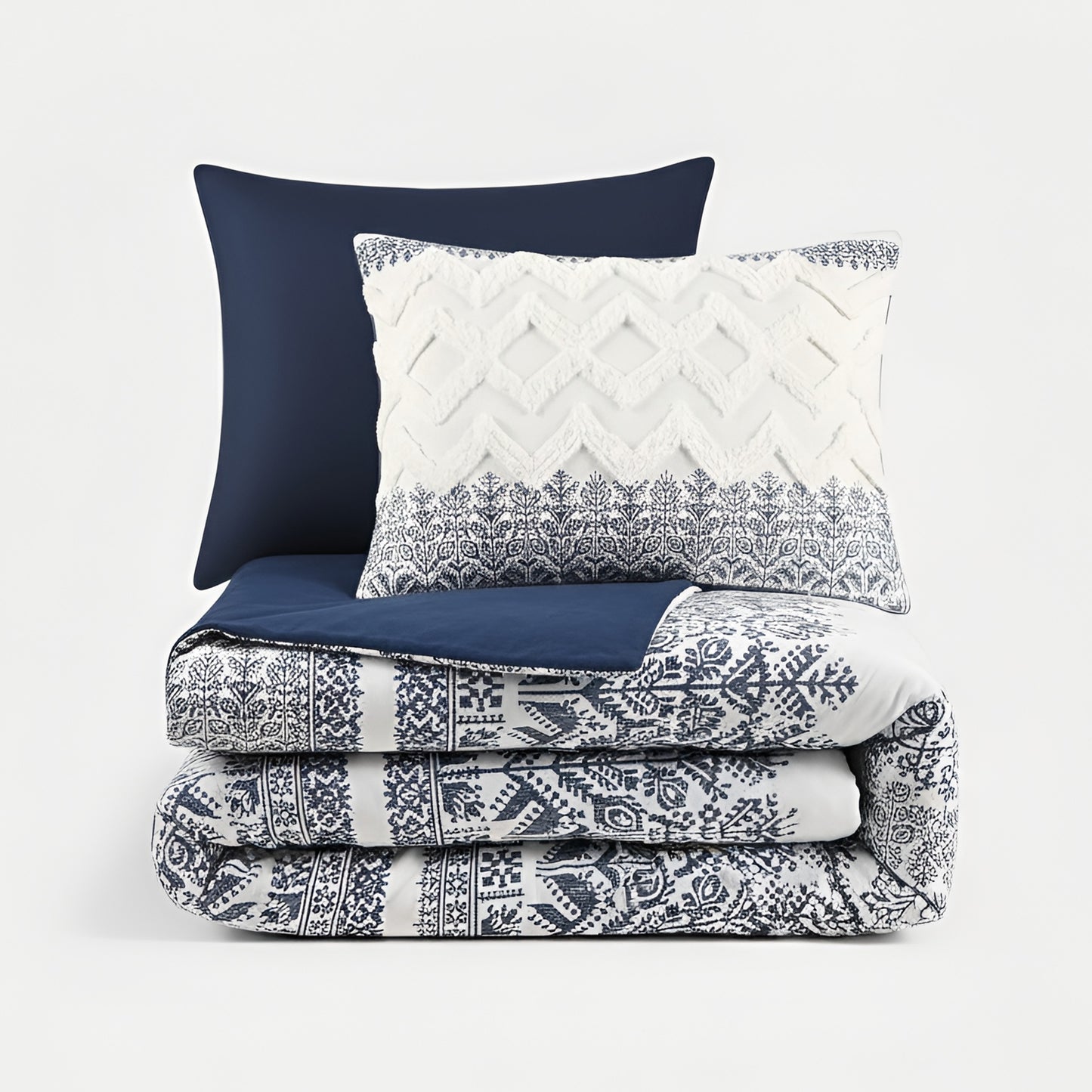 Mila 3-Piece Cotton Duvet Cover Set with Chenille Tufting