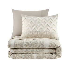 Mila 3-Piece Cotton Duvet Cover Set with Chenille Tufting