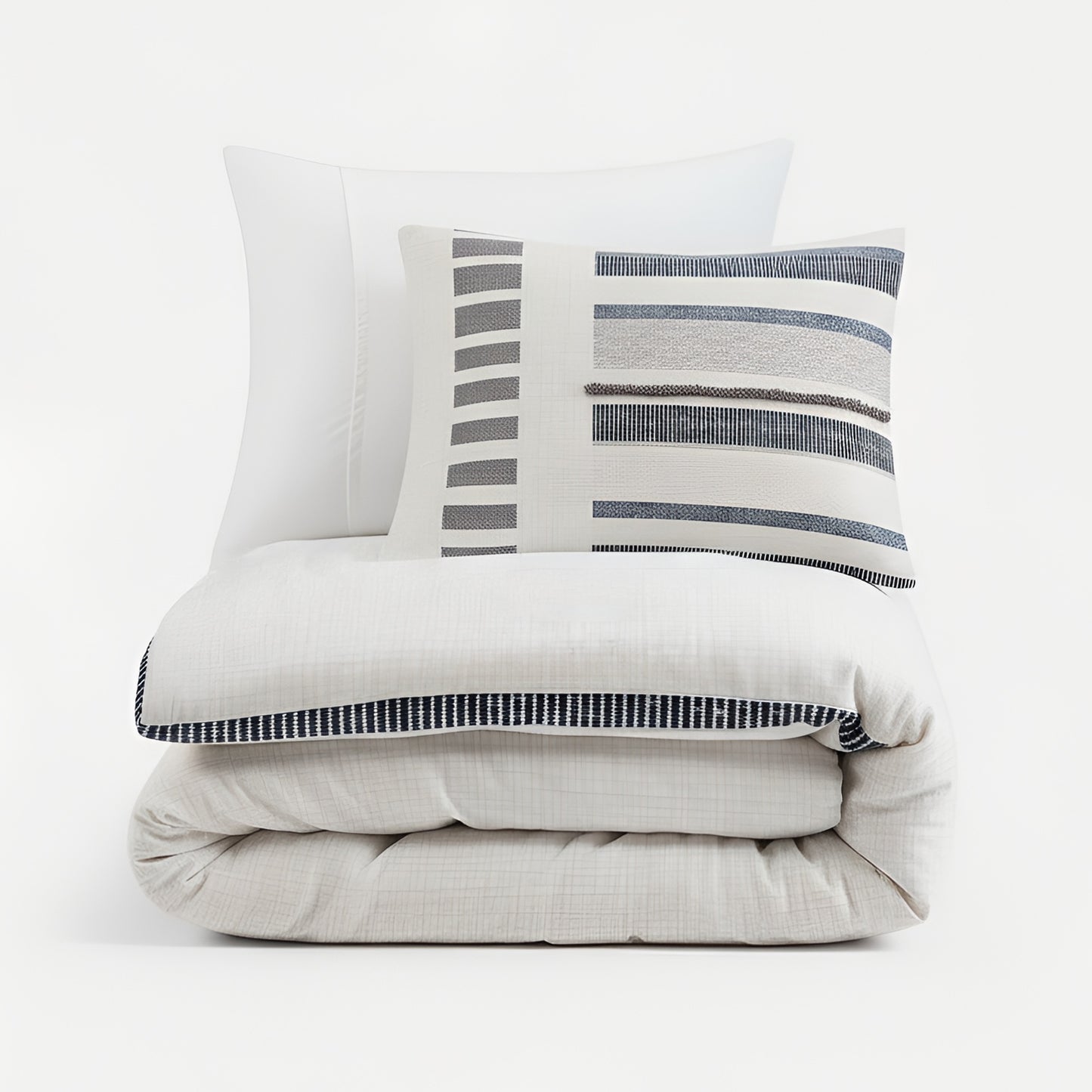 Serena 3 Piece Cotton Printed Duvet Cover Set w/ trims