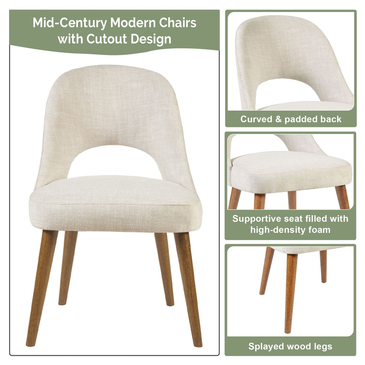 Nola Upholstered Dining Side Chairs with Cutout Back design (Set of 2)
