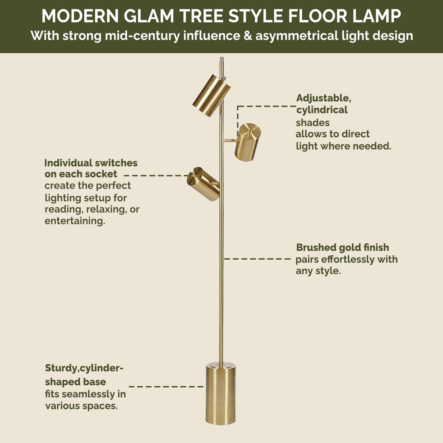 Alta 3-Light Metal Floor Lamp