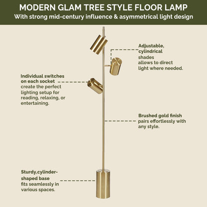 Alta 3-Light Metal Floor Lamp