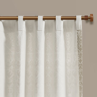 INK+IVY Cotton Printed Curtain Panel with Chenille detail and Lining