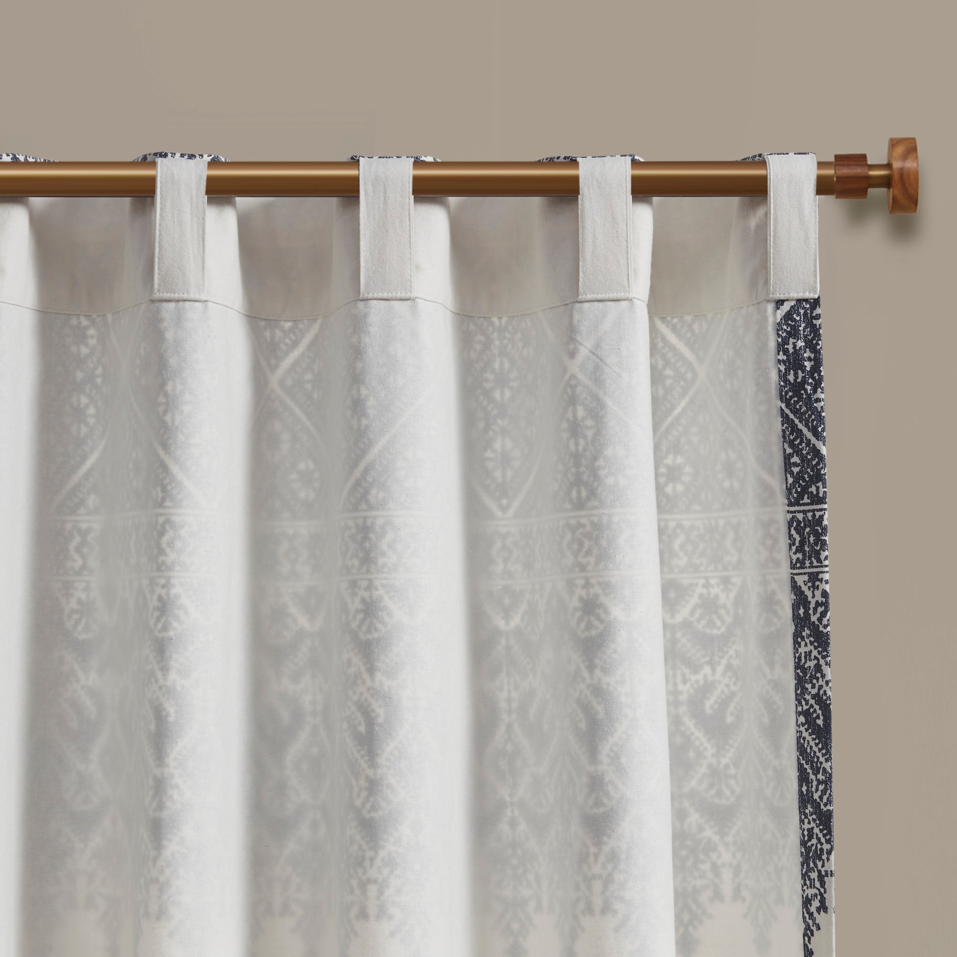 INK+IVY Cotton Printed Curtain Panel with Chenille detail and Lining