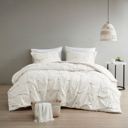 INK+IVY 3 Piece Elastic Embroidered Cotton Comforter Set