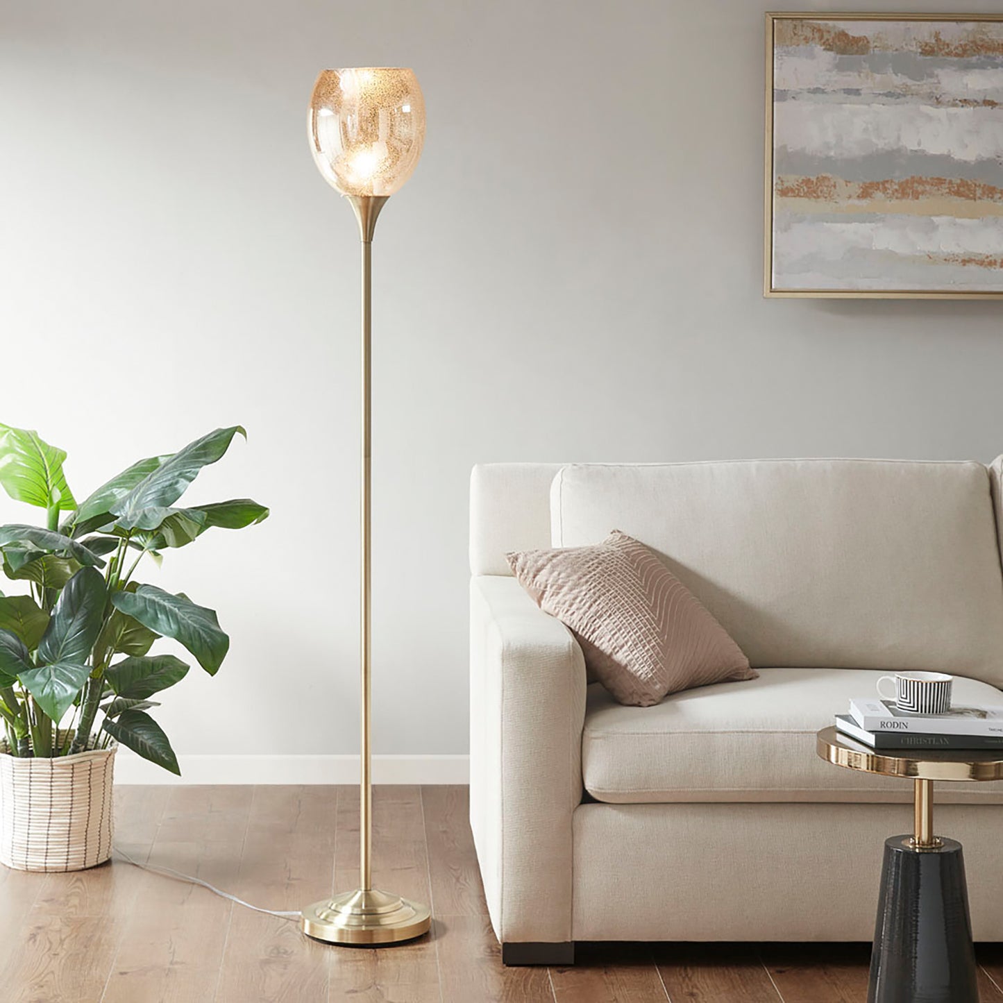 INK+IVY Uplight Floor Lamp with Mercury Glass Shade