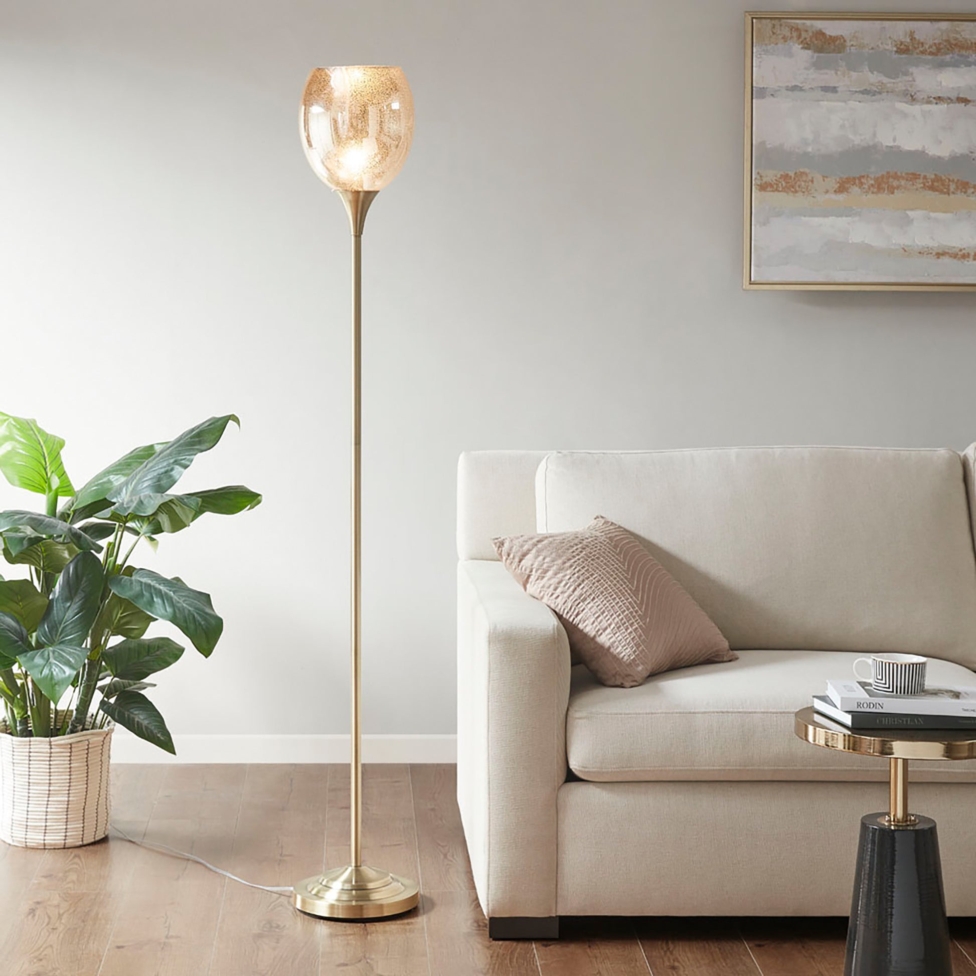 INK+IVY Uplight Floor Lamp with Mercury Glass Shade