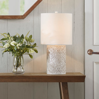 INK+IVY Embossed Floral Resin Table Lamp