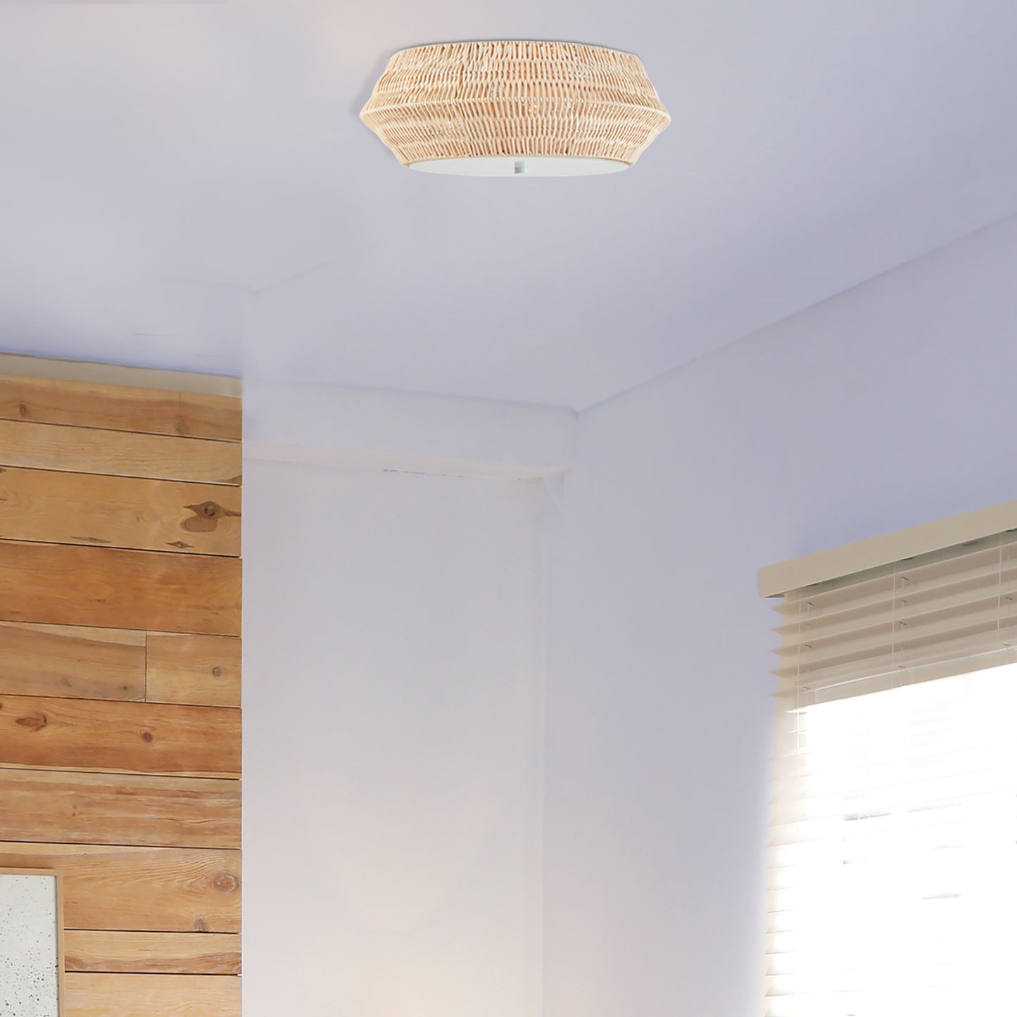 INK+IVY Boho Bamboo Flush Mount Ceiling Light