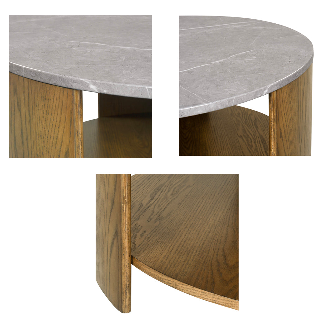 INK+IVY Round Mixed Material Coffee Table with Shelf
