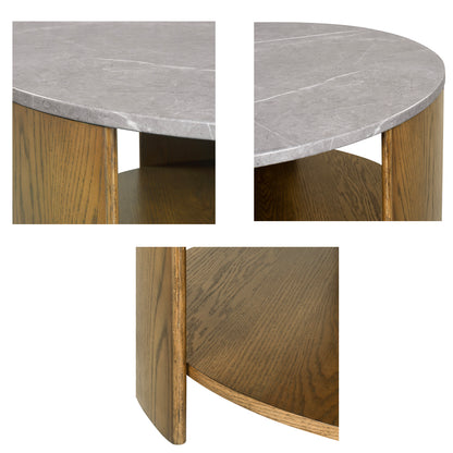 INK+IVY Round Mixed Material Coffee Table with Shelf