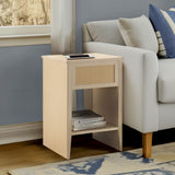 Lennox Rattan Accent Table with Built-in Charging Station & LED Light