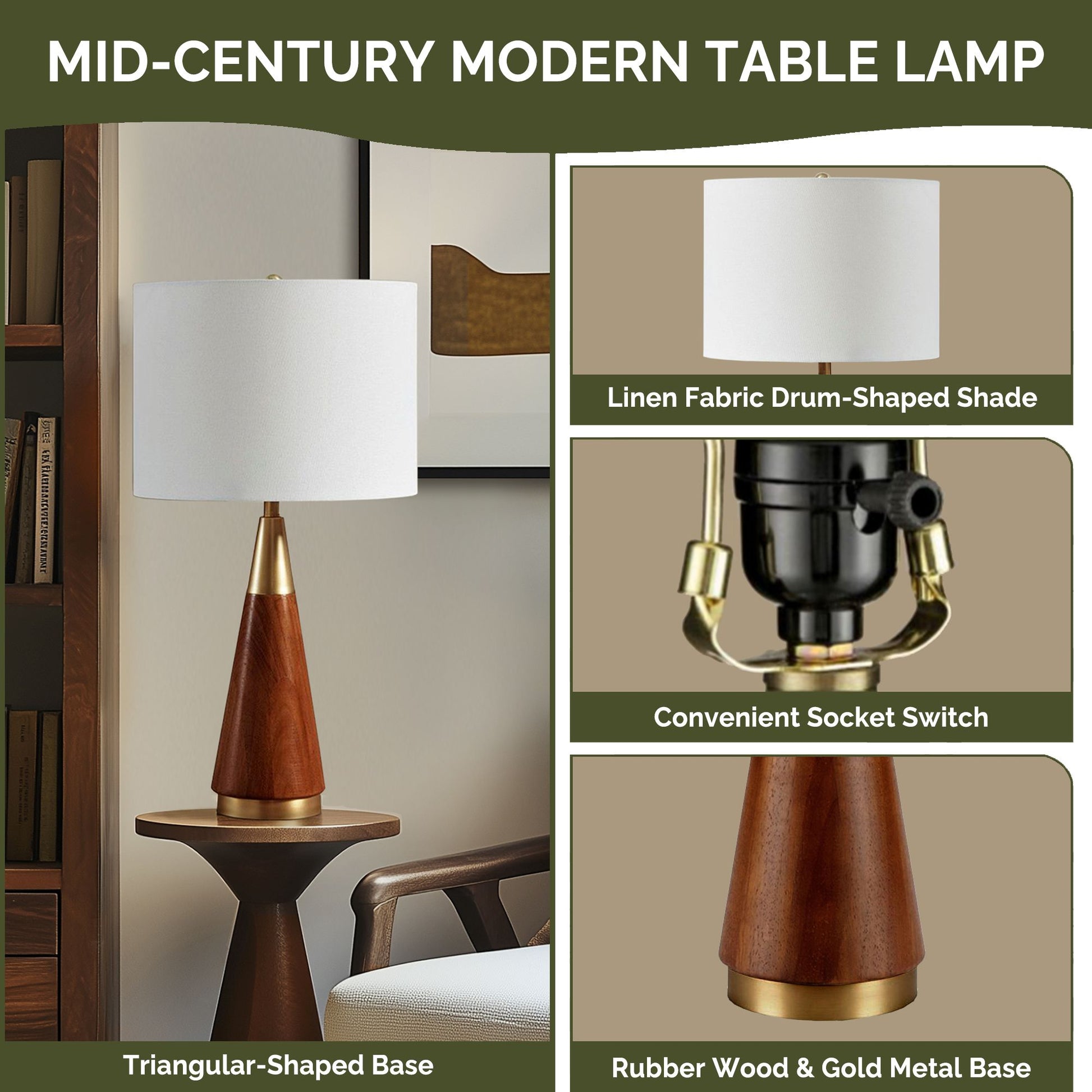 INK+IVY Triangular Table Lamp