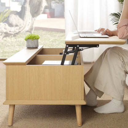 N/A Rattan Lift-Top Coffee Table with Storage