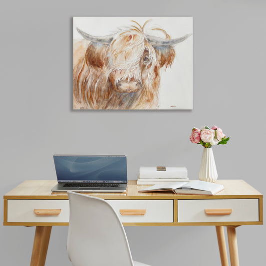 INK+IVY Hand Embellished Highland Bull Canvas Wall Art