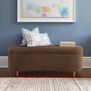 Bailey Boucle-Style Curved Storage Accent Bench