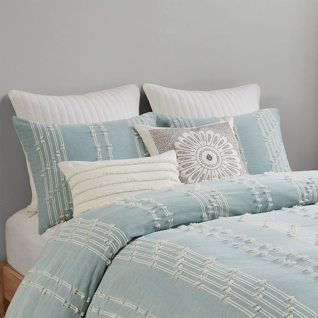 INK+IVY 3 Piece Cotton Jacquard Duvet Cover Set