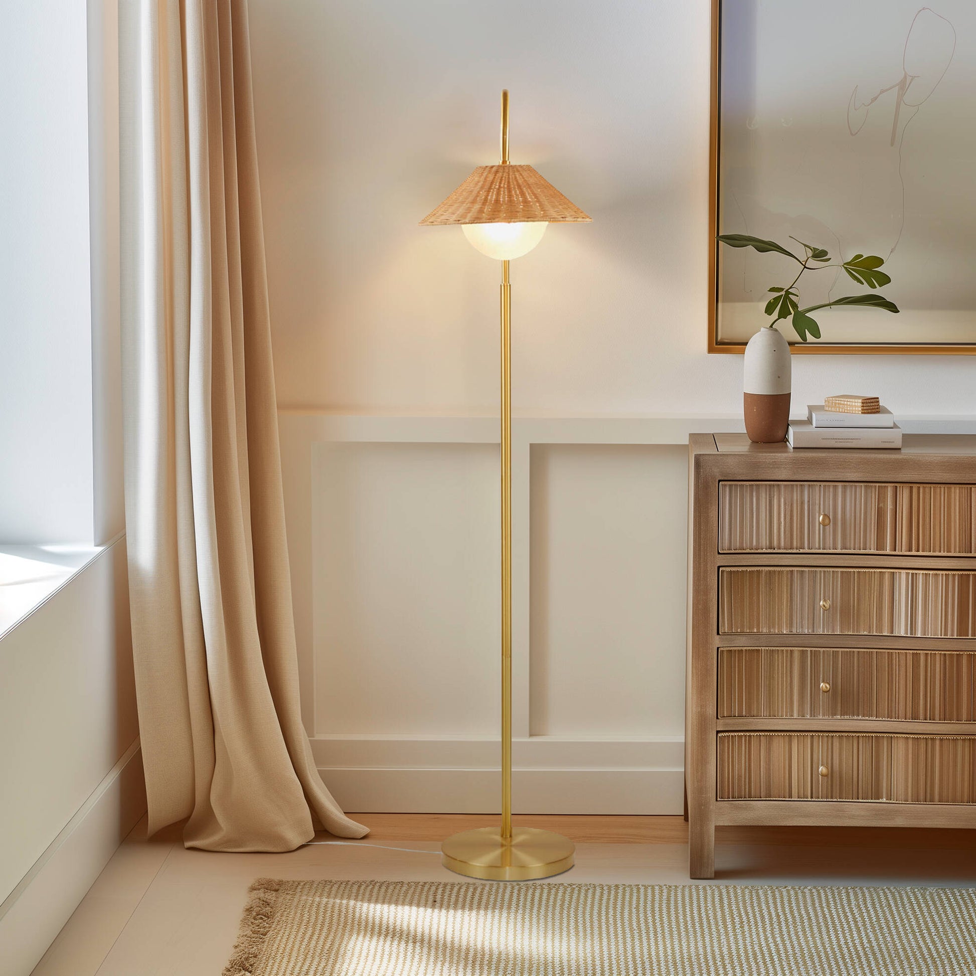 INK+IVY Rattan Weave Shade Floor Lamp