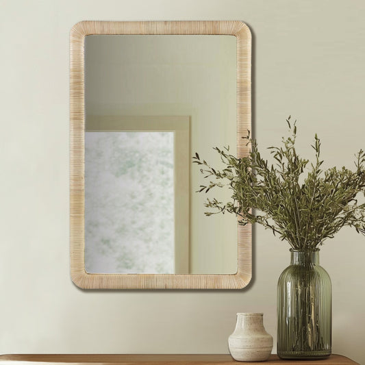 INK+IVY Natural Rattan Rectangle Wall Mirror