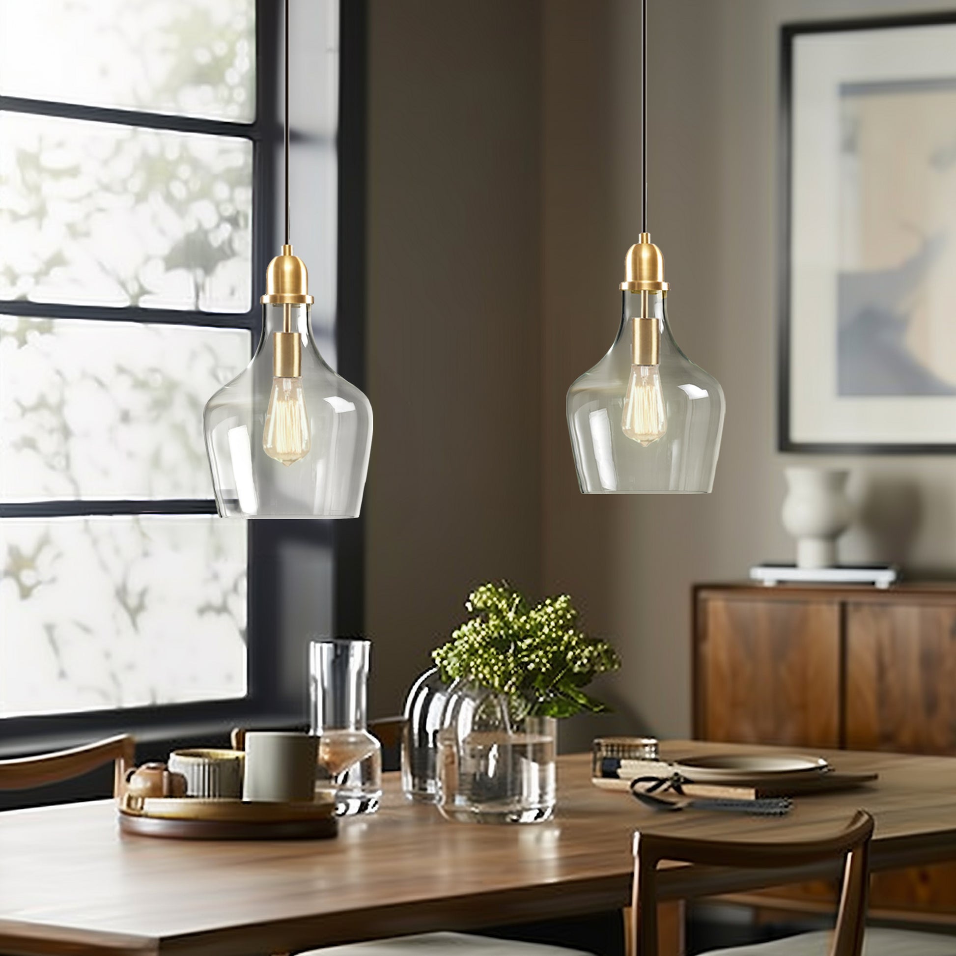 INK+IVY Auburn Bell Shaped Hanging Glass Pendant Light