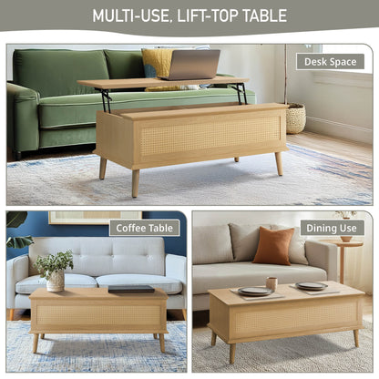 N/A Rattan Lift-Top Coffee Table with Storage