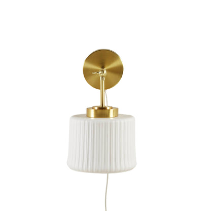 INK+IVY White Ceramic Wall Sconce with Adjustable Swing Arm