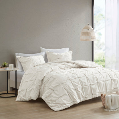 INK+IVY 3 Piece Elastic Embroidered Cotton Comforter Set