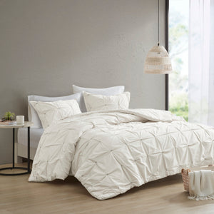 Masie 3 Piece Elastic Embroidered Cotton Comforter Set