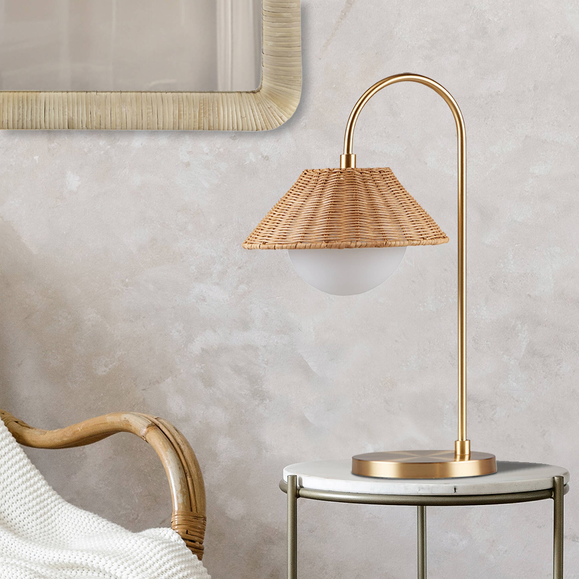 INK+IVY Rattan Weave Shade Table Lamp