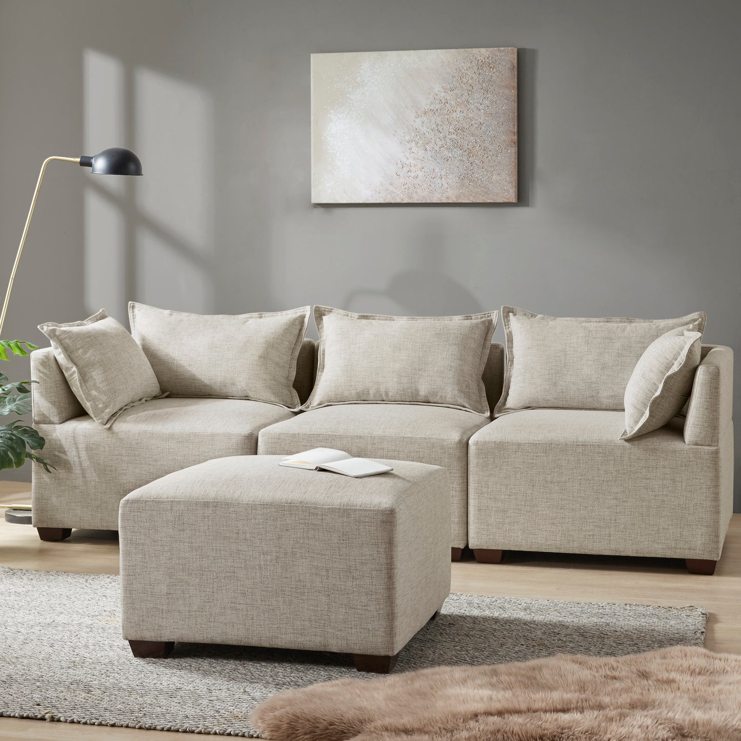 INK+IVY 4-Piece Modular Sofa with Ottoman