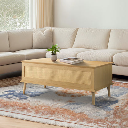 N/A Rattan Lift-Top Coffee Table with Storage