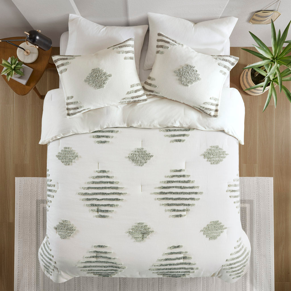 INK+IVY 3 Piece Cotton Blend Chenille Comforter Set