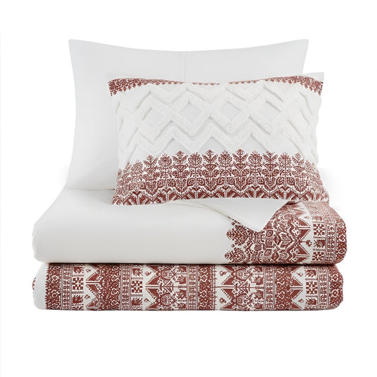 Mila 3 Piece Cotton Duvet Cover Set with Chenille Tufting